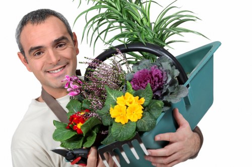 Professional garden layout with diverse plant selection and pathways
